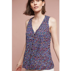 Anthropologie Maeve Lila Pintuck  Sleeveless Tank Top